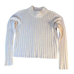 Madewell XS Wool Blend Ribbed Sweater Ivory Fair Trade